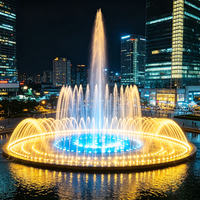 Fontaine musicale programmable d'extérieur avec jets d'eau dansants, motifs d'eau personnalisés et éclairage LED – Conception et réalisation