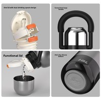 Thermos à vide moderne minimaliste à parois droites en acier inoxydable avec revêtement en titane, grande capacité, portable pour homme, idéal pour les voyages en extérieur