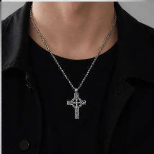 yunnique <b>Cross</b> Stainless Steel Necklace For Men Geometric Design Gift Jewelry - Product Image 2