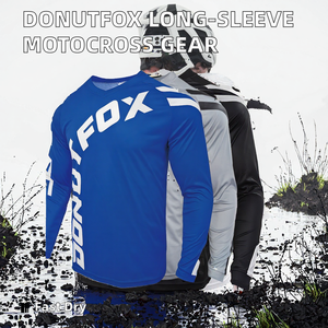 DONUTFOX Vêtements de moto pour hommes adultes en polyester, pour motocross, descente et VTT - Hauts de moto à manches longues à séchage rapide - Product Image 2