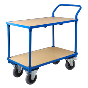 Carrello piattaforma con piattaforma in legno 400kg Hxbxt 102x60x98cm carrello a doppio piano - Product Image 2