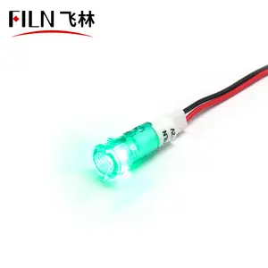 FILN Yueqing plastic 10mm 220v red yellow blue color water heater pilot lamp led indicator lights with wire