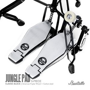 Ensemble de batterie professionnelle Beatello JPBTG <span class=keywords><strong>5</strong></span> pièces en bois de bouleau et acier inoxydable avec peaux de batterie en PVC, design portable pour adultes - Product Image 5