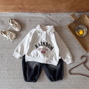 Automne enfant en bas âge sportif couleur unie Polo garçons sweats enfants garçons pull <span class=keywords><strong>sweat</strong></span> mode unisexe vêtements - Product Image 3
