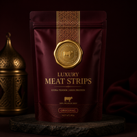 Sachet Doypack de Luxe en Feuille d'Or pour Bœuf et Jambon, Imprimé Personnalisé, avec Fermeture Ziplock, Emballage Premium pour Viande et Snacks, Qualité Supérieure