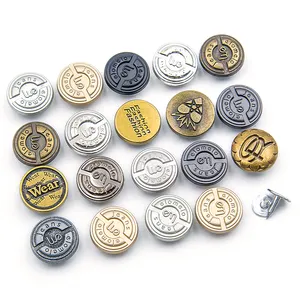 High Quality Customized Logo Metal Zamak 17mm 20mm Denim Jeans Buttons Zinc Alloy With Factory Price For Jeans Denim Sale Fir