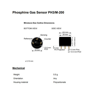 เซ็นเซอร์ตรวจจับก๊าซฟอสฟีน Membrapor PH3/M-200 แบบอิเล็กโทรเคมี 0-200 ppm สำหรับเครื่องตรวจจับแบบพกพา - Product Image 3