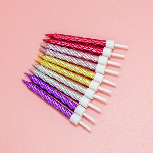 Haute qualité 10 pièces coloré spirale gâteau d'anniversaire bougies d'allumage avec support pour la décoration de mariage bébé enfants fête - Product Image 1