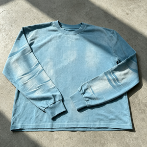 T-shirt à manches longues surdimensionné en coton 300 g/m² <span class=keywords><strong>bleu</strong></span> <span class=keywords><strong>ciel</strong></span>, personnalisé, effet délavé, qualité supérieure, pour homme, fabriqué en Chine - Product Image 3