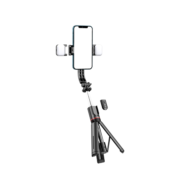 360 Rotation 1.16M Extension Rod Stable Bracket Built-In Double Fill Light Bluetooths Wireless Tripod Selfie Stick
