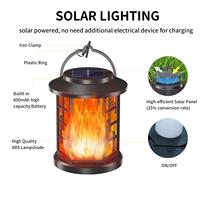 OVO-051 Tragbare Solar-Flammenlaterne Bernsteinlicht 2 Modi Zum Aufhängen oder Einstechen IP65 Wasserdicht für Garten Terrasse Hof