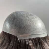 Sistem Rambut Pria PU Injeksi Kulit 100% Rambut Asli Tidak Terlihat Alami untuk Pria