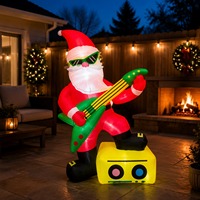 Père Noël Guitarien Gonflable Lumineux LED pour Noël – Idéal pour la Décoration Extérieure de Jardin