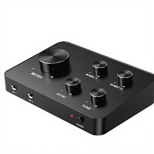 ไมโครโฟนไร้สายระบบมิกเซอร์คาราโอเกะแบบมือถือคู่/AUX เข้า/ออก สมาร์ททีวีพีซีลำโพงเครื่องขยายเสียงสำหรับโบสถ์งานแต่งงาน - Product Image 1