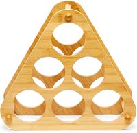 BH Chic Étagère de comptoir élégante, porte-bouteilles de table, support de rangement et de présentation de vin en bambou avec fentes pour 6 bouteilles