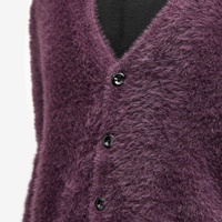 Vente en gros d'usine Cardigan court en tricot de fausse fourrure mohair violet à manches longues personnalisé pour hommes