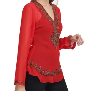 BEST Selling Collection Beaded Top Women Apparel Sequin Sleeve Girls Woman Blouse Tops Kurtis Hand Embroidery Casual Work Women
