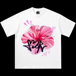 T-shirt ample à imprimé Hibiscus Graffiti, style streetwear Y2K - Product Image 1