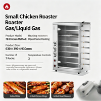 Four à rôtir poulet au gaz 4 broches, design compact pour petit restaurant ou boutique de plats à emporter