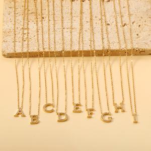 Collar con Colgante de Letras del Alfabeto de la A a la Z en Acero Inoxidable, con Circonitas, Chapado en Oro de 18K, para Mujer - Product Image 1