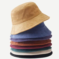 Voyage velours côtelé pêcheur loisirs couleur unie mode hommes femmes haut plat large bord casquette d'hiver pour extérieur seau chapeaux