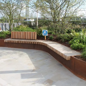 Jardinière et siège en acier Corten sur mesure, design extérieur, pour jardin, à vendre - Product Image 1