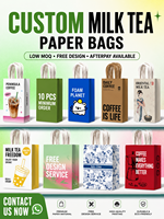 Sac de transport personnalisé écologique et durable pour une tasse de bubble tea avec poignée en patch, en papier kraft, pour boissons Boba