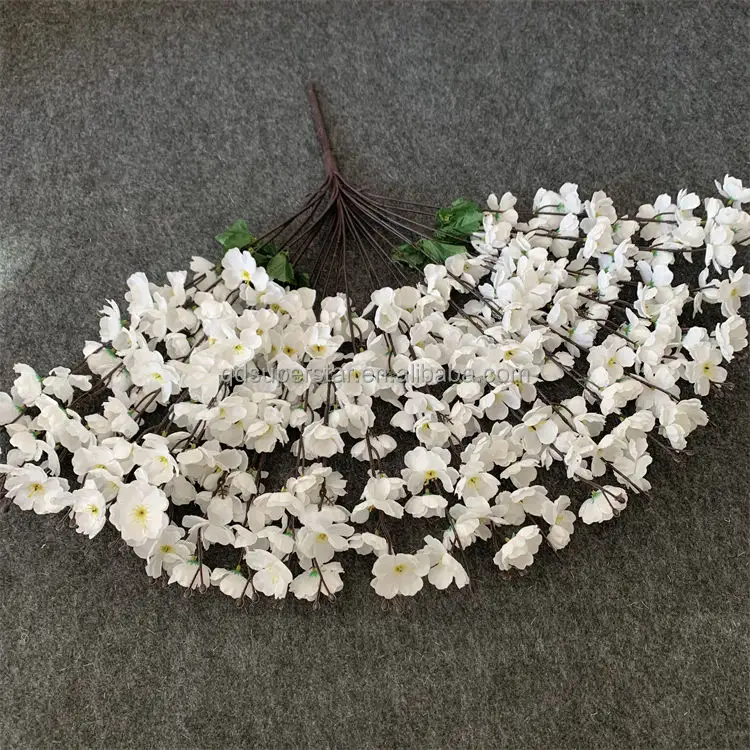 एल-488 मेक्सिको नई शैली चेरी ब्लॉसम फूल 24फोर्क्स रेशम फूल शादी सफेद आड़ू खिलना फूल मेहराब सजावट के लिए