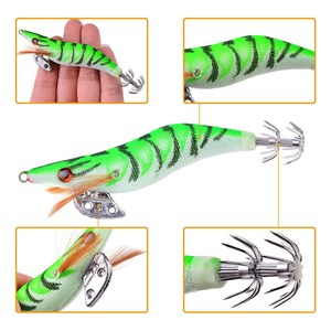 Esca Luminosa in Legno a Forma di Calamaro con Doppio Gancio a Ombrello - Esca Luminosa per <span class=keywords><strong>Seppie</strong></span> per la Pesca Notturna in Mare e a Profondità - Product Image 4