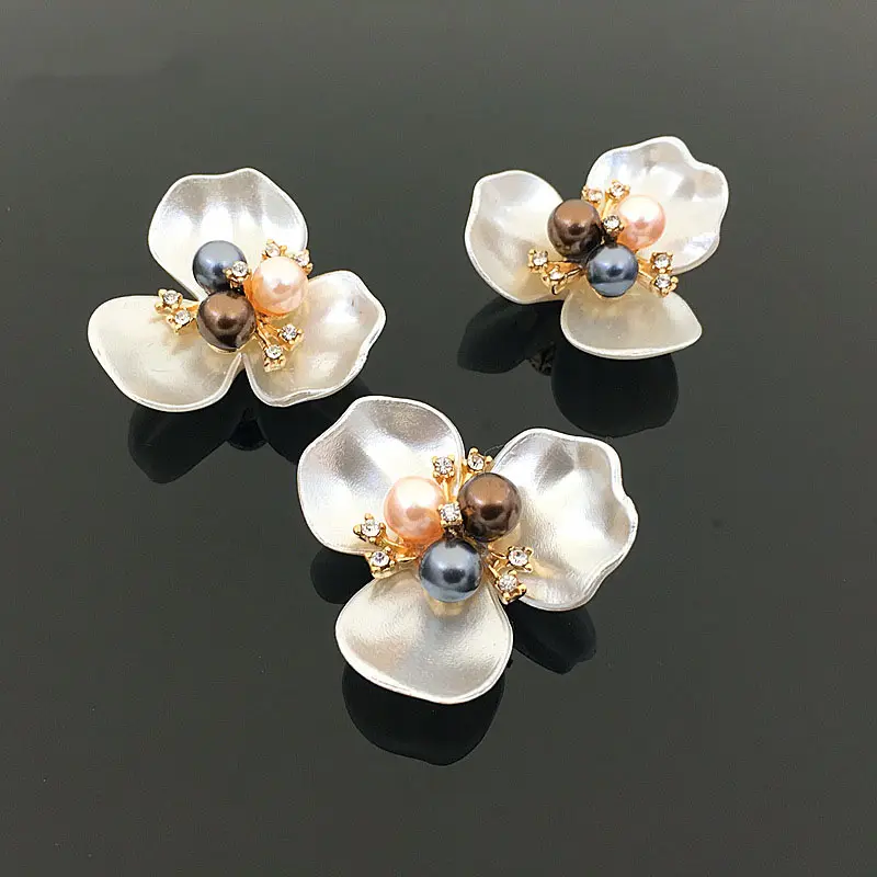 Wholesale Alloy Diamond Accessories Flower Clover DIY Handmade Pearl Hair Accessories