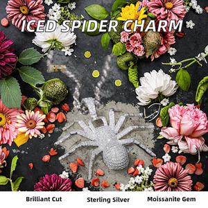 Pendentif Araignée en Argent Sterling 925 Plaqué Or Blanc avec Moissanite VVS pour Hommes, Style Hip Hop, Certifié GRA, Bijoux Iced, En Stock - Product Image 3