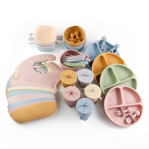 Nouveauté Bol à ventouse forte et écologique non toxique Ensemble de cuillères Bavoir pour bébé Bol et <span class=keywords><strong>assiette</strong></span> en silicone - Product Image 2