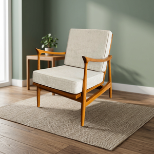 Sillón de Salón Moderno y Minimalista, Tapizado, con Brazos, de Madera Maciza, para Sala de Estar, Muebles para el Hogar - Product Image 4