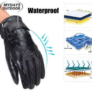 Mydays Tech dedo completo pantalla táctil cuero impermeable guantes de montar con calefacción deportes al aire libre guantes de calefacción guante de bicicleta