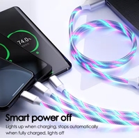 Nouveau Câble de Recharge USB 3 en 1, LED Lumineux à Flux Rapide, pour Téléphone Portable, USB Type-C et Micro USB
