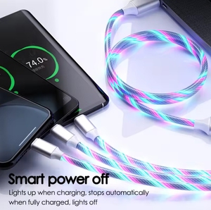 Nouveau Câble de Recharge USB 3 en 1, LED Lumineux à Flux Rapide, pour Téléphone Portable, USB Type-C et Micro USB - Product Image 4