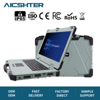 15,6 inch robuuste laptop, waterdicht, stofdicht, schokbestendig, industriële computer, grijs, aanpasbare I/O voor noodgevallen
