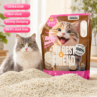 OK PET Tofu Cat Litter Premium 6L OEM Clump Pasir Alami Asli Grosir Bebas Debu Pengisi Tofu untuk Kucing