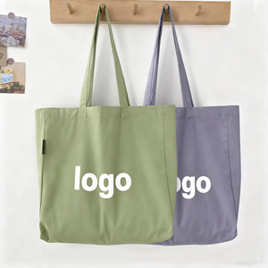 High Quality Eco Friendly Commuting Travel Canvas Grocery Shopping <b>Bag</b> Letter Large Capacity Daily Shoulder Long Tote <b>Bag</b> Custom - Product Image 1
