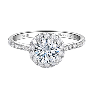 แหวนหมั้นเพชร SGARIT รุ่น Halo ทองคำขาว 14k น้ำหนัก 0.5 ถึง 3 กะรัต เพชรเพาะเลี้ยงในห้องปฏิบัติการ รับรองโดย IGI พร้อมเพชรข้าง VS D สำหรับผู้หญิง - Product Image 3