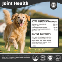 Complément alimentaire premium pour la santé des articulations des chiens, collagène et glucosamine, comprimés à mâcher pour chiens de taille moyenne à grande, 30 unités en vrac
