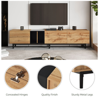 Meuble TV moderne pour téléviseur 80 pouces avec 3 portes, console multimédia, centre de divertissement avec grand meuble de rangement pour salon