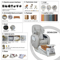 Sillones de Pedicura de Lujo Automáticos para Salón de Belleza con Ajuste, Sofá de Masaje con Sillones de Spa para Pies