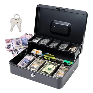 กล่องเงินโลหะพร้อมกุญแจ 2 ดอก จัดเก็บเงินและบัตรได้อย่างปลอดภัย ขนาดเล็ก - Product Image 1