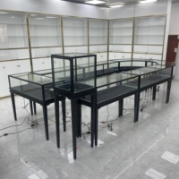 Vitrine à bijoux en verre haut de gamme Hongzhan, cadre en acier inoxydable plaqué titane, verre trempé transparent, pour centre commercial