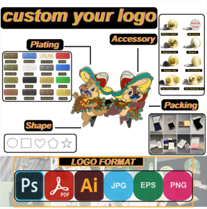 Épingles métalliques personnalisées style illustration de bande dessinée, badges personnalisés de personnages d'anime avec carte de support en papier, vente en gros - Product Image 2