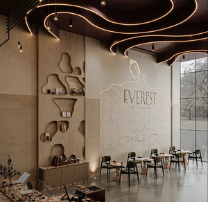 Mobiliario Rústico de Lujo para Cafeterías y Tiendas Minoristas |   Diseño de Interiores de Cafetería Modular con Madera Natural, Latón y Piedra, Listo para Usar - Product Image 5