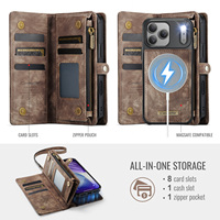 Étui pour iPhone 18 Pro Max avec recharge sans fil, porte-cartes, support, portefeuille, couverture magnétique à rabat en similicuir, compatible avec les modèles 17 Air, 16 Plus, 15
