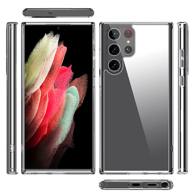 Hard PC TPU Rugged Hybrid Phone Case Camera Protector for Samsung Galaxy S23 Ultra Mobile Phone Cover with Screen Protector