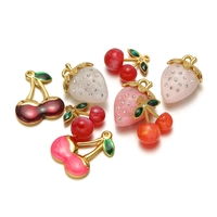 Pendentifs en émail doré en forme de fruits, cerise, fraise, breloques, collier en acier inoxydable, accessoires de fabrication de bijoux